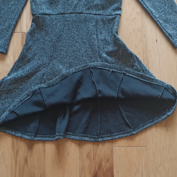 Free People Black & White Long Sleeve Mini Flare Dress - Picture 3 of 8
